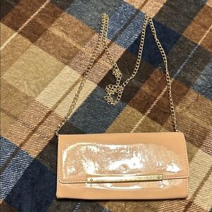 Beige Clutch Bag with Gold Chain